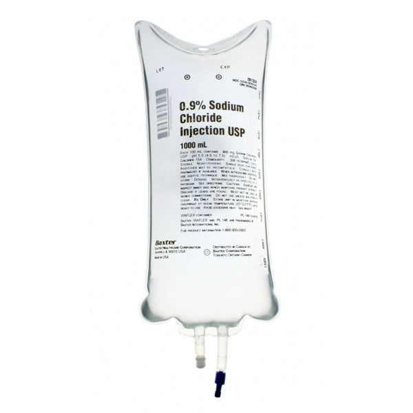 Sterile Saline Sodium Chloride 0.9% 1000ml IV Bag (Prescription item)